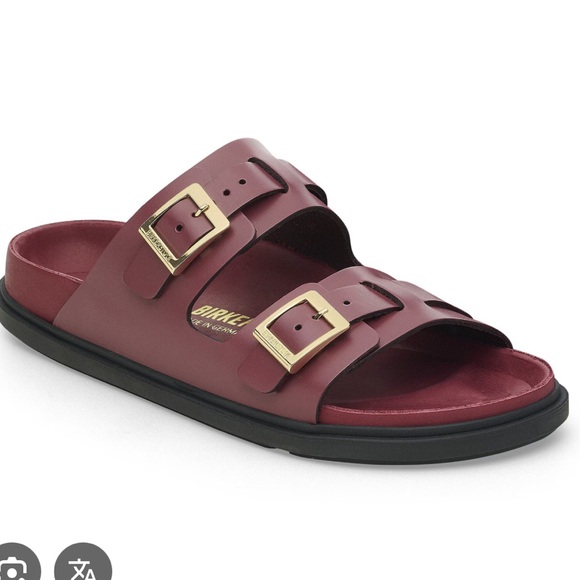 Birkenstock Shoes - Birkenstock Burgundy Leather Sandals